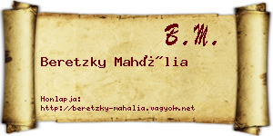 Beretzky Mahália névjegykártya